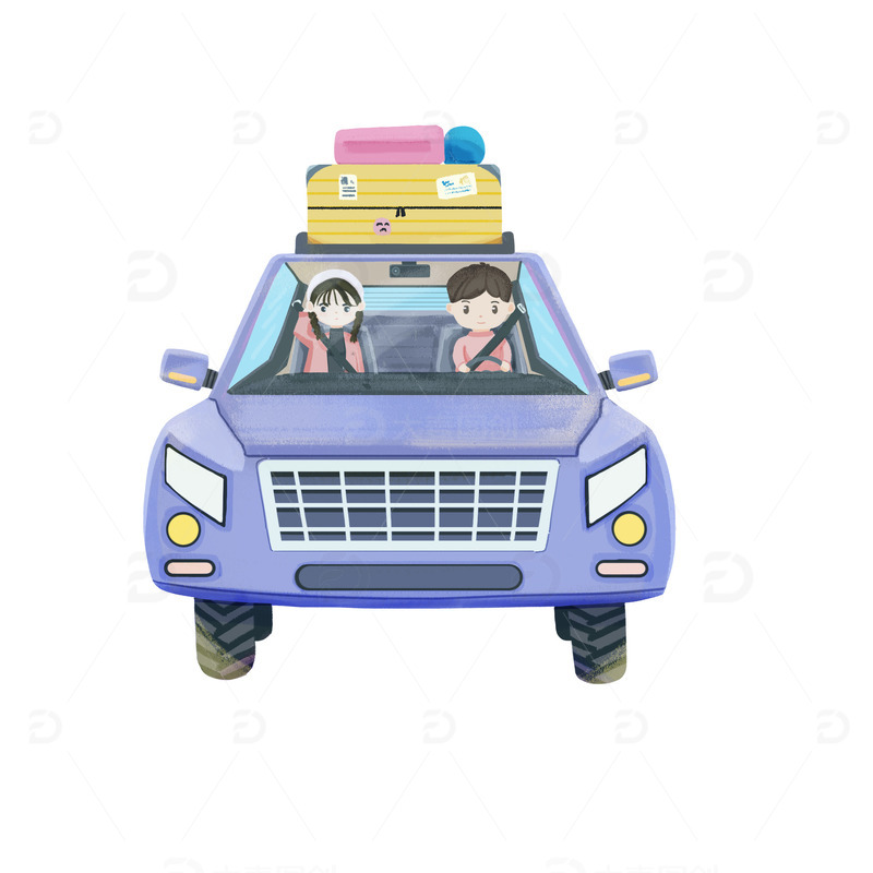 情侣自驾回家过年