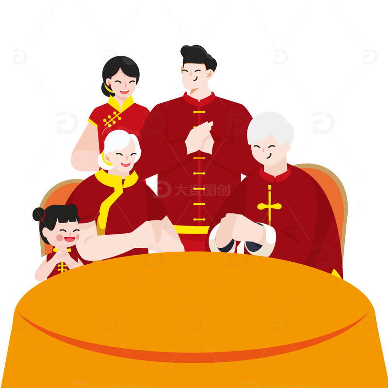 过年回家团圆插画素材