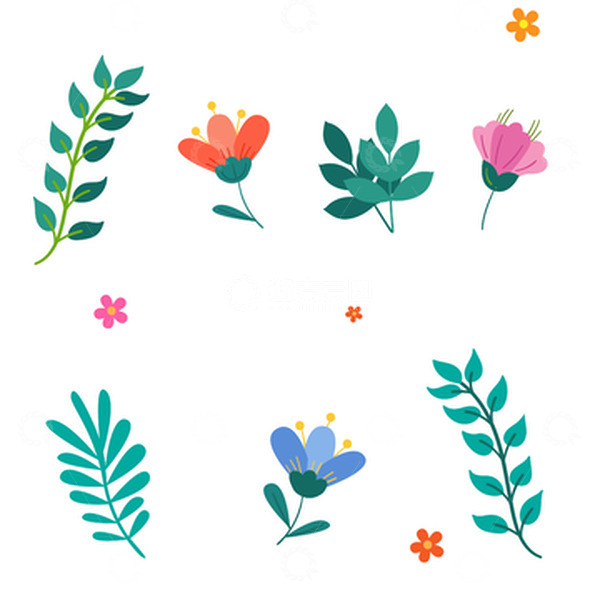 源文件下载【趣麦麦图】-绿色小清新春天立春花草免抠元素