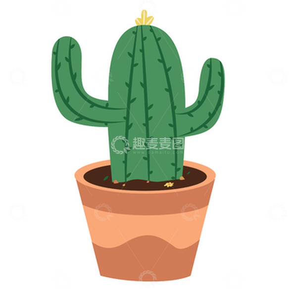源文件下载【趣麦麦图】绿色卡通仙人掌手绘图