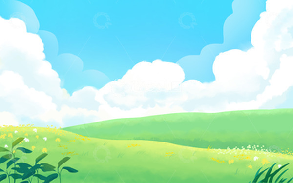 源文件下载【趣麦麦图】-绿色春天花草立春春分手绘卡通草地风景背景