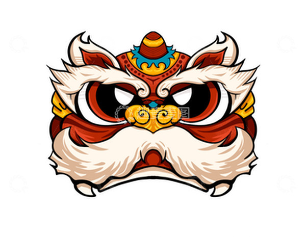 源文件下载【趣麦麦图】红色新年创意精致狮子头手绘元素