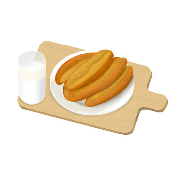 立体风格豆浆油条早餐