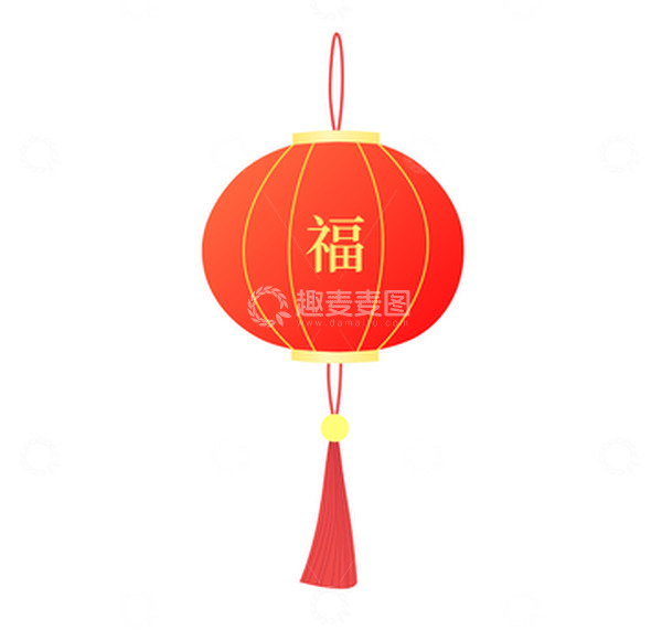 源文件下载【趣麦麦图】年货节红色福字灯笼装饰