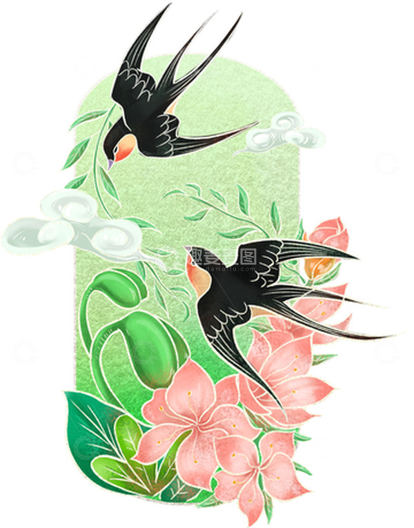 源文件下载【趣麦麦图】国潮插画立春主题手绘