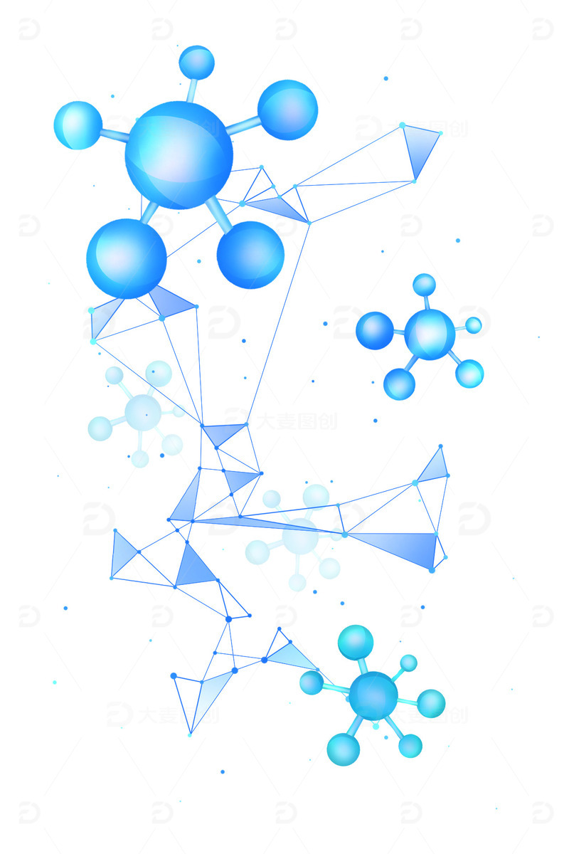 源文件下载【趣麦麦图】蓝色商务科技分子圆球创意几何线条科技背景