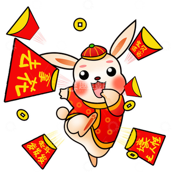 源文件下载【趣麦麦图】兔年红包插画手绘元素