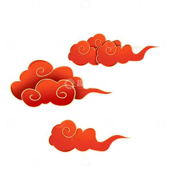 源文件下载【趣麦麦图】-国潮红金祥云金边元素