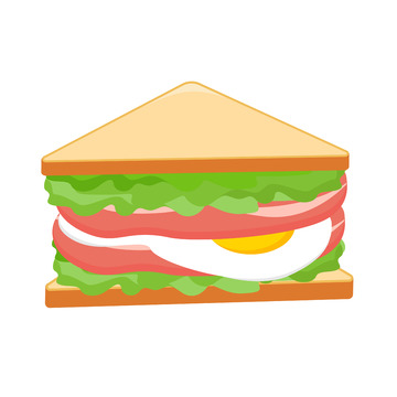 红色三明治手绘卡通图