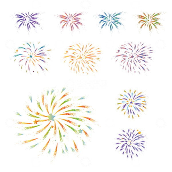 源文件下载【趣麦麦图】彩色多种过年喜庆烟花