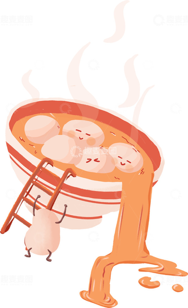 源文件下载【趣麦麦图】扁平可爱汤圆插画元素