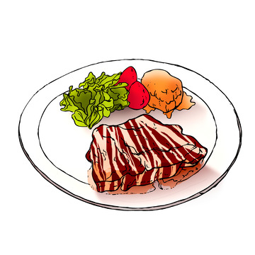 西餐厅美食手绘牛排