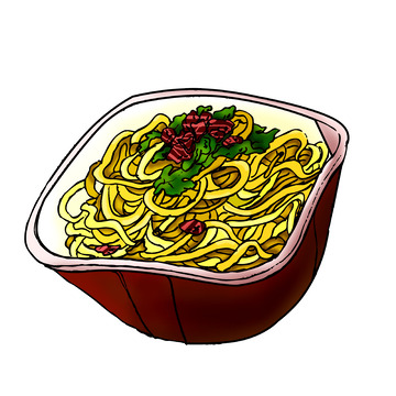 一碗盒装快餐炸酱面手绘图