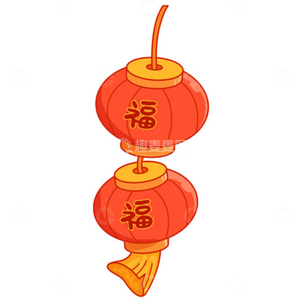 源文件下载【趣麦麦图】红色卡通Q版手绘过年喜庆福气灯笼插画元素