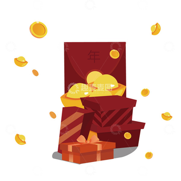 源文件下载【趣麦麦图】年货节红包元素