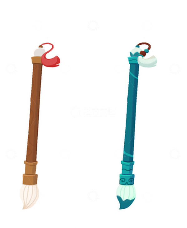 源文件下载【趣麦麦图】木色蓝色手绘国风原画毛笔素材