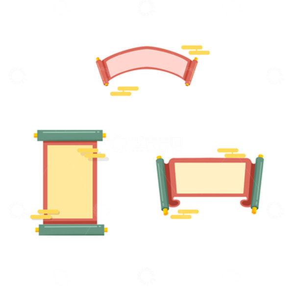 源文件下载【趣麦麦图】红色卡通矢量祥云卷轴