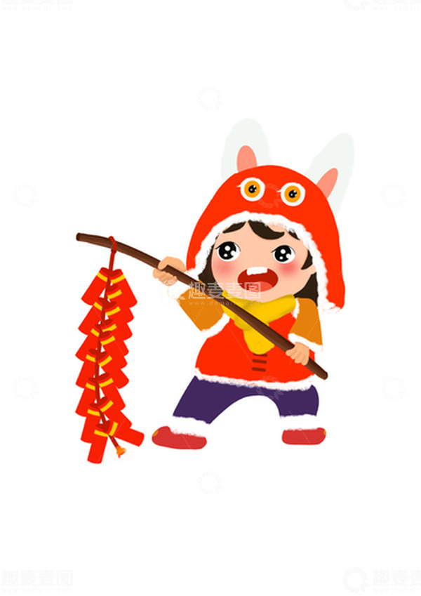 源文件下载【趣麦麦图】红色开工大吉鞭炮喜庆