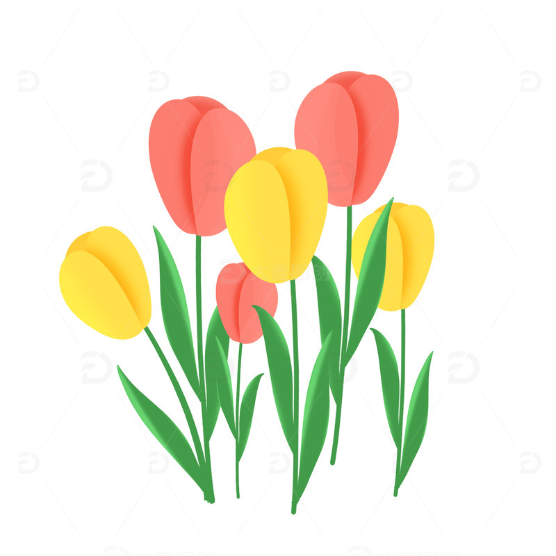 春天郁金香花朵元素