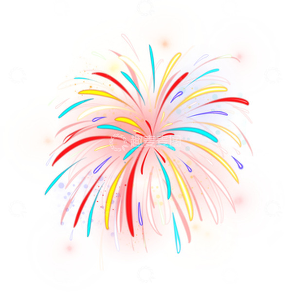 源文件下载【趣麦麦图】手绘卡通庆祝新年春节彩色烟花发光元素