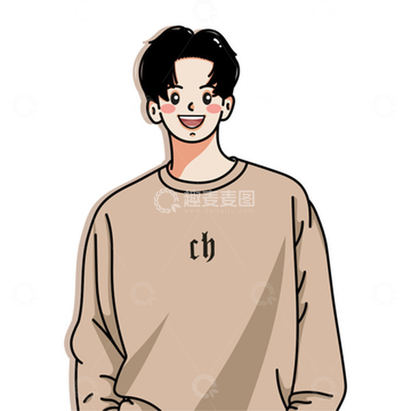 源文件下载【趣麦麦图】-男生头像情侣头像人物插画