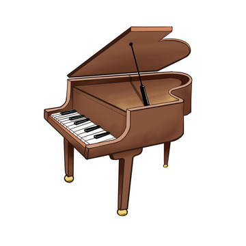 棕色手绘卡通肌理钢琴