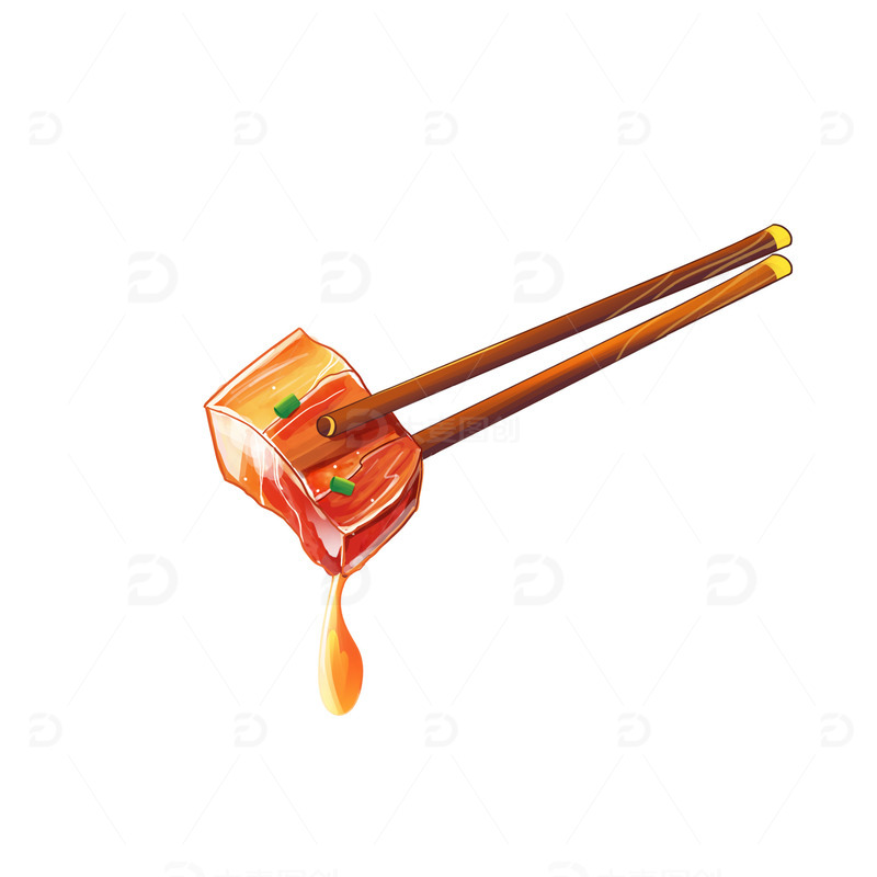 源文件下载【趣麦麦图】-美食筷子夹肉红烧肉元素