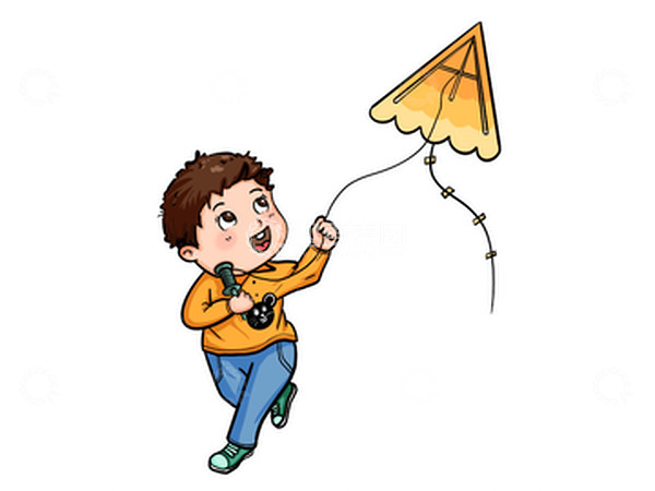 源文件下载【趣麦麦图】-春天踏青小男孩放风筝