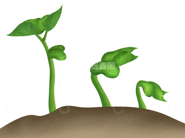 源文件下载【趣麦麦图】-绿色春天万物复苏发芽手绘图