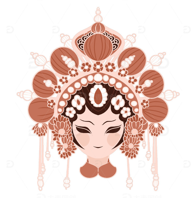 中国风戏曲元素花旦人物logo图案