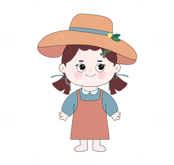 源文件下载【趣麦麦图】-卡通可爱手绘小女孩