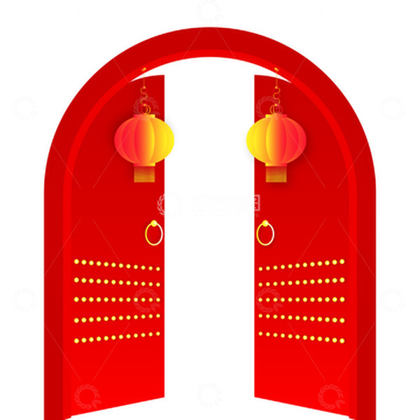 源文件下载【趣麦麦图】开门红红色大门矢量装饰元素