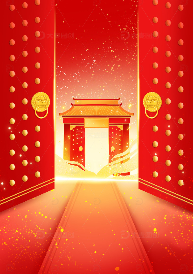 红色喜庆节日开门红背景