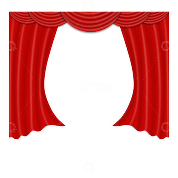 源文件下载【趣麦麦图】红色幕布绸缎手绘