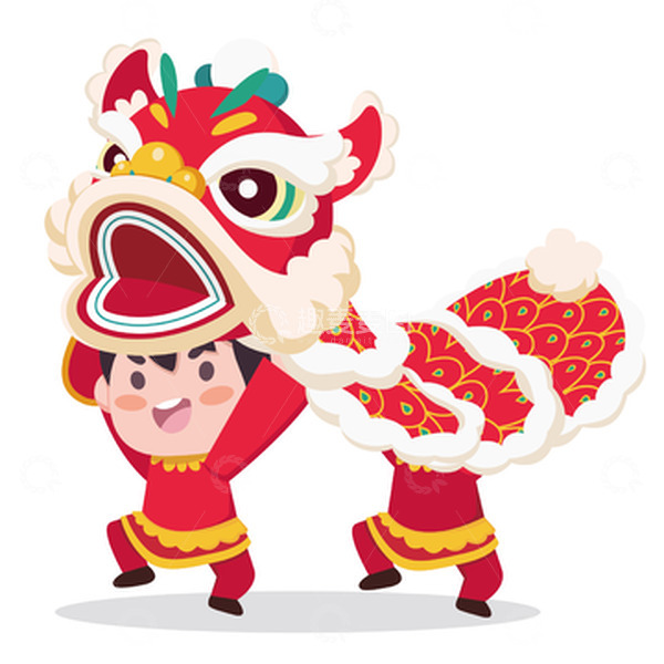 源文件下载【趣麦麦图】新年开门红开工大吉舞狮舞龙喜庆卡通插画