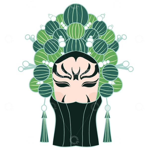 源文件下载【趣麦麦图】绿色中国风国潮戏曲净角人物元素