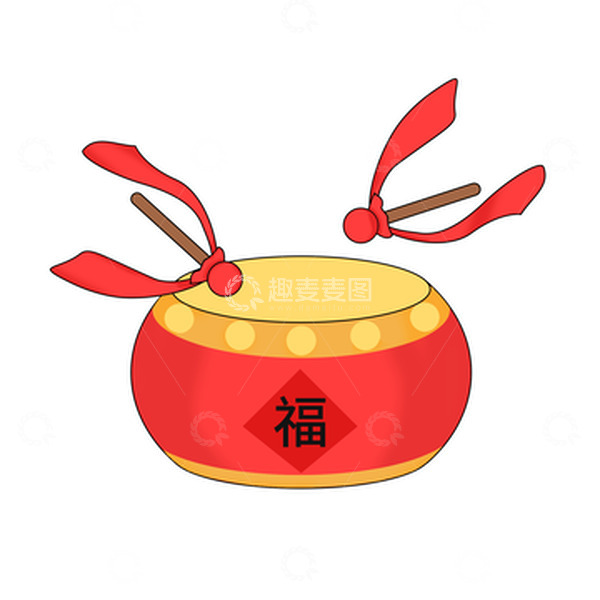 源文件下载【趣麦麦图】红色喜庆春节击鼓手绘