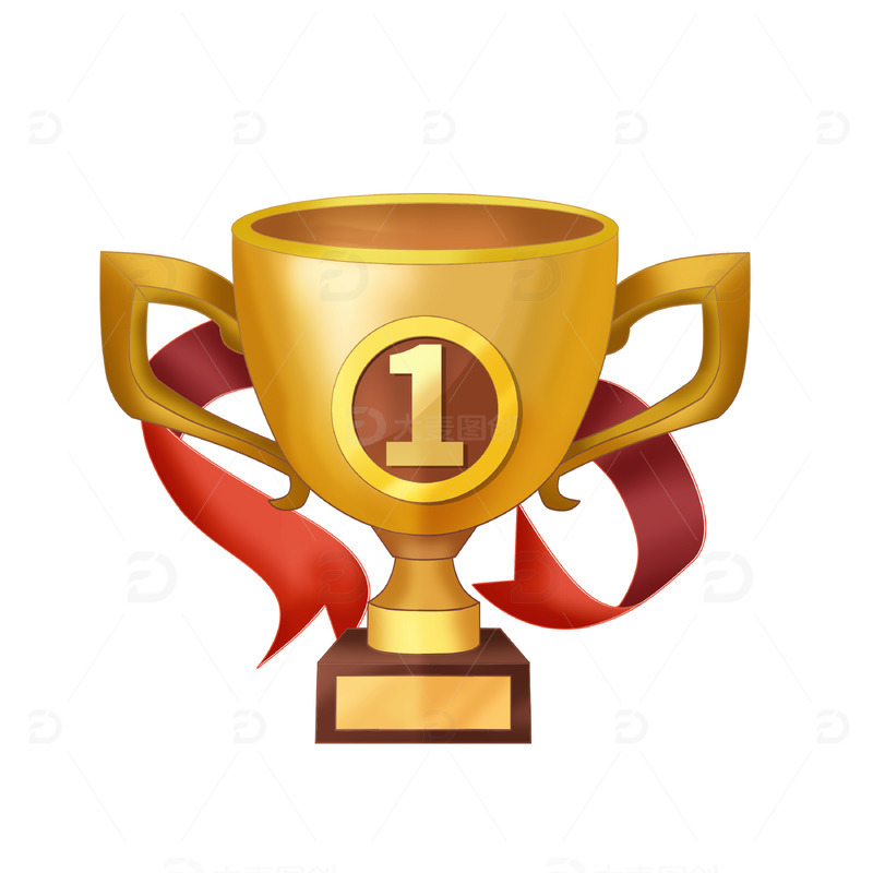 年终晚会红绸带金色奖杯