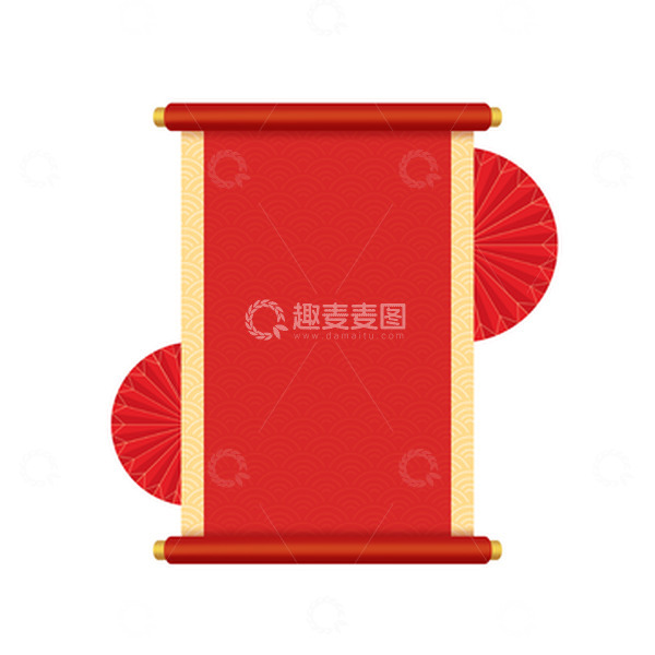 源文件下载【趣麦麦图】红色喜庆新年卷轴装饰元素