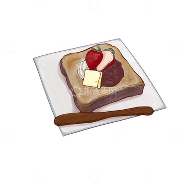 源文件下载【趣麦麦图】-咖色巧克力吐司甜品面包片美食手绘图