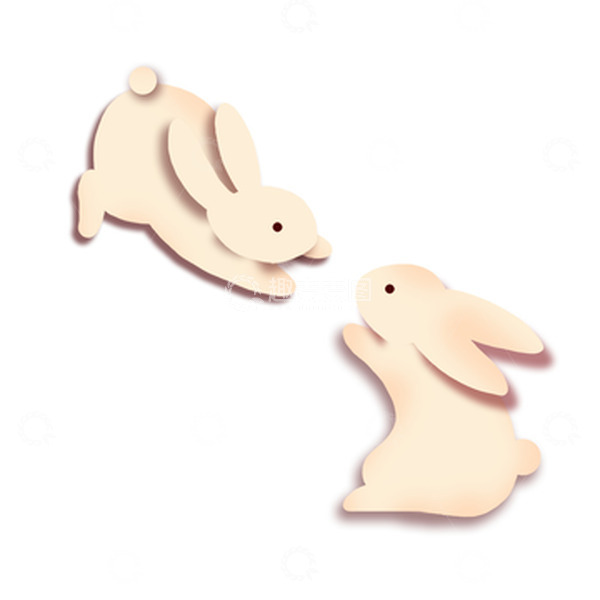 源文件下载【趣麦麦图】兔年剪纸风玉兔元素