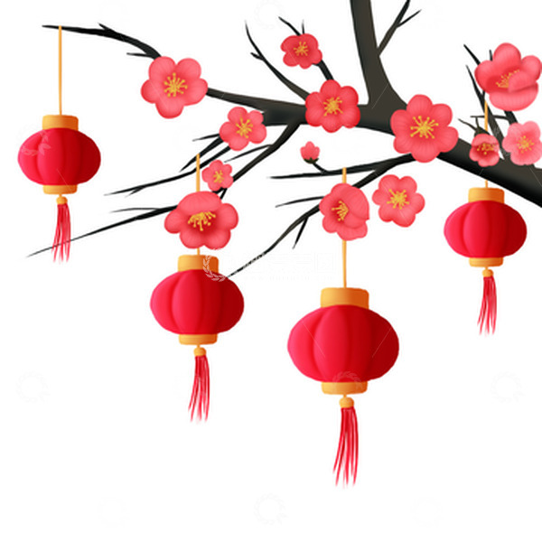 源文件下载【趣麦麦图】喜庆梅花灯笼元素