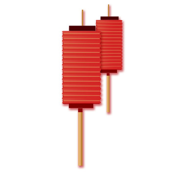 春节喜庆红灯笼剪纸风元素