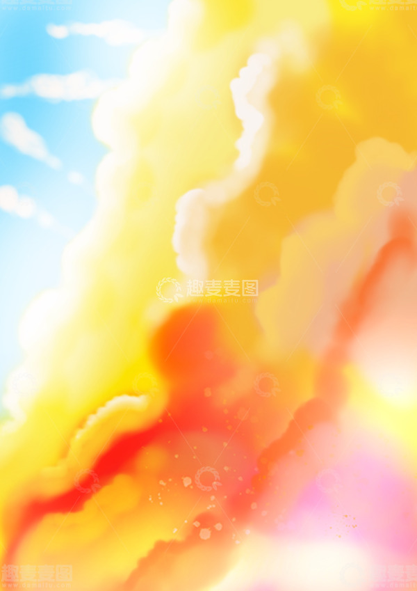 源文件下载【趣麦麦图】-黄色绚丽多彩多彩的云手绘背景