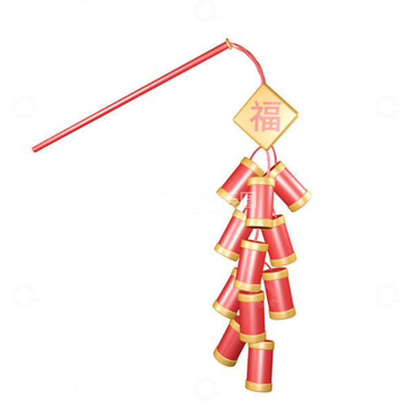 源文件下载【趣麦麦图】开门红红色喜庆3D立体鞭炮装饰活动元素