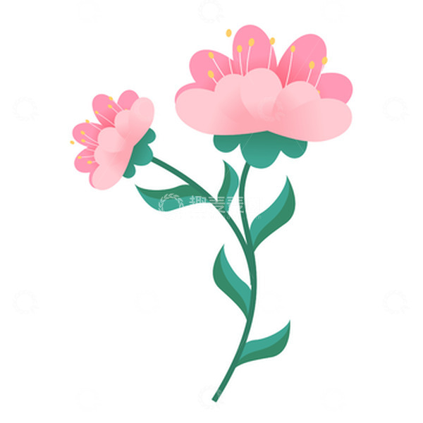 源文件下载【趣麦麦图】-卡通粉色花手绘图