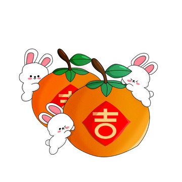 兔年春节贺岁大吉大利可爱兔子手绘卡通图