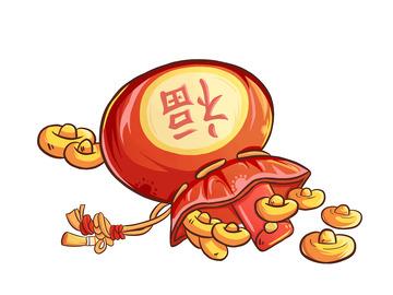 手绘喜庆国潮国风福袋插画元素