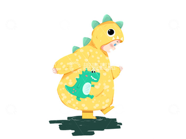 源文件下载【趣麦麦图】-黄色小清新春天郊游雨水儿童插画