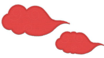 红色国风祥云刺绣素材蜀绣绣花装饰元素